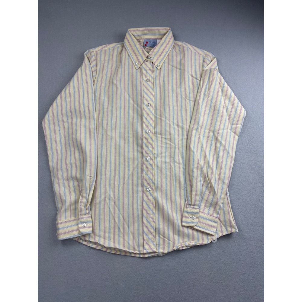 Vintage David Peet Pastel Striped Oxford Shirt 9/10 Yellow Blue Pink ButtonDown